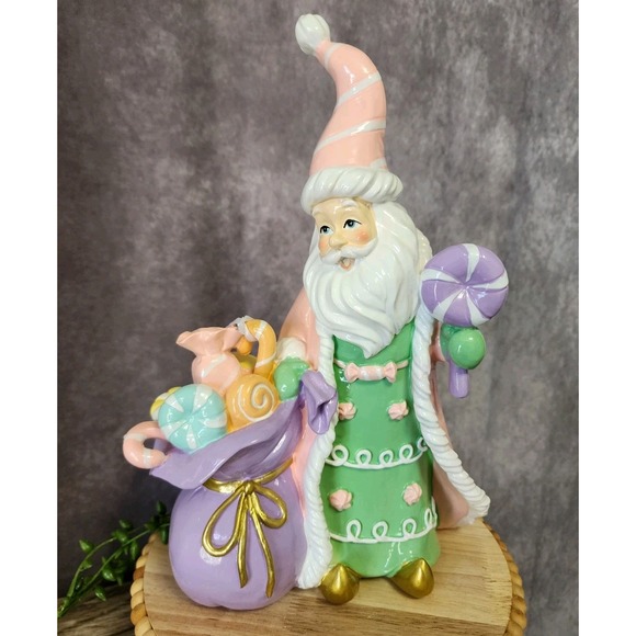 Christmas Pastel Pink Santa Claus Figure Macaron Candy Bag Peppermint Square New - Picture 3 of 11